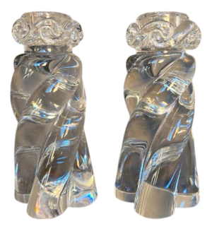 French Twisted Crystal Aladin Candlesticks from Baccarat, 1987, Set of 2