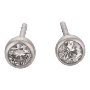 Vintage Diamond Platinum Bezel Stud Earrings, A Pair