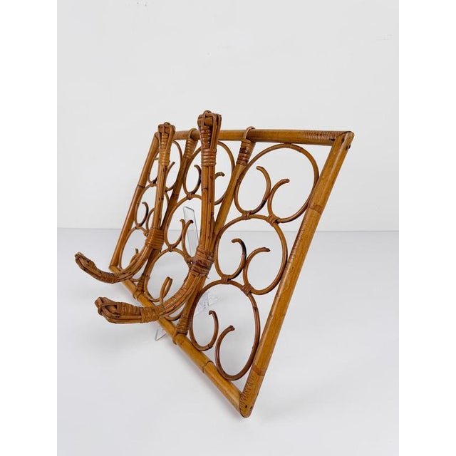 Mid-Century Italian Modern Cane, Rattan and Bamboo Wall-Mounted Coat Rack, 1960s For Sale - Image 9 of 18
