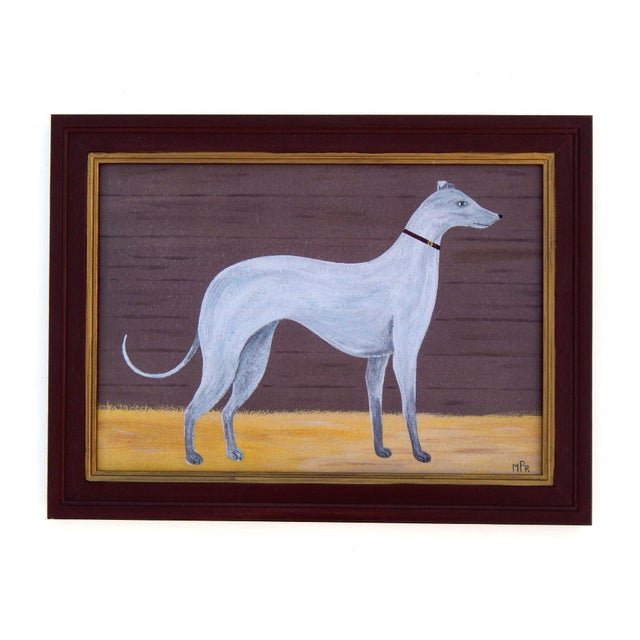 Brown Matt Rix, Naive Style Greyhound, Print, Framed For Sale - Image 8 of 8