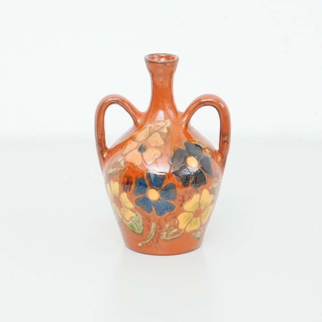 Catalan Hand-Painted Ceramic Vase by Diaz Costa, 1960s For Sale - Image 3 of 13