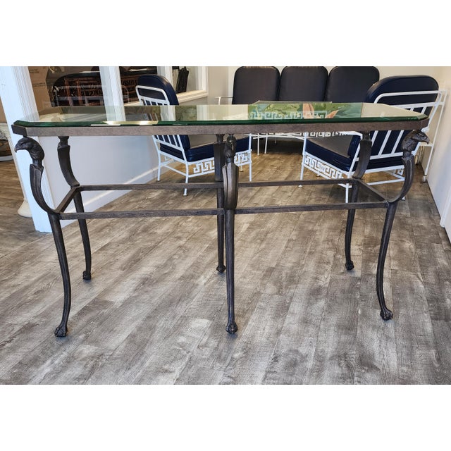 Late 20th Century Hollywood Regency Patinated Metal Console Table For Sale - Image 11 of 12