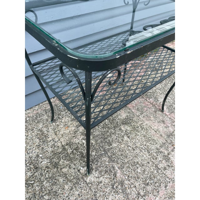 Vintage Wrought Iron Outdoor Patio Table For Sale In New York - Image 6 of 12