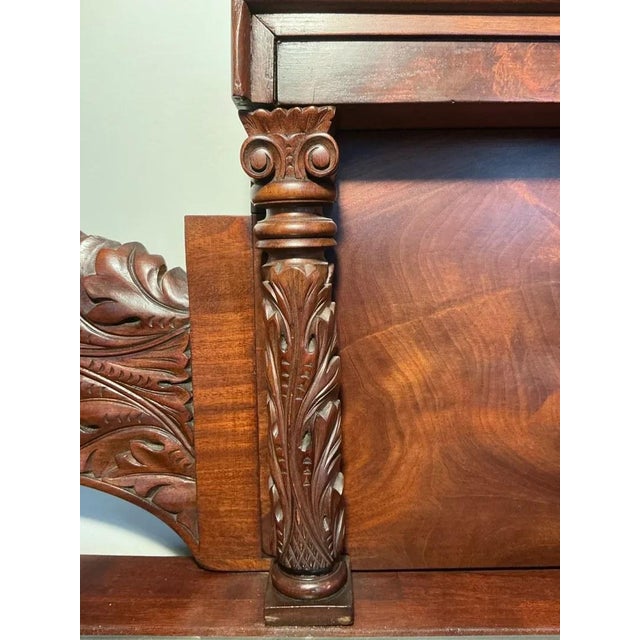Brown Antique American Empire Carved Flame Mahogany Sideboard With Lion Paw Feet For Sale - Image 8 of 18