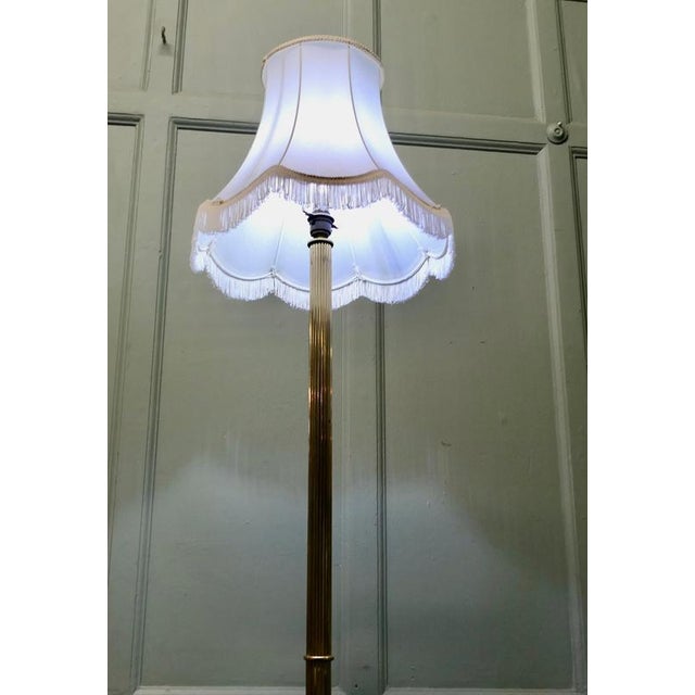 Vintage Slender Column Brass Floor Lamp, 1930 For Sale - Image 6 of 8