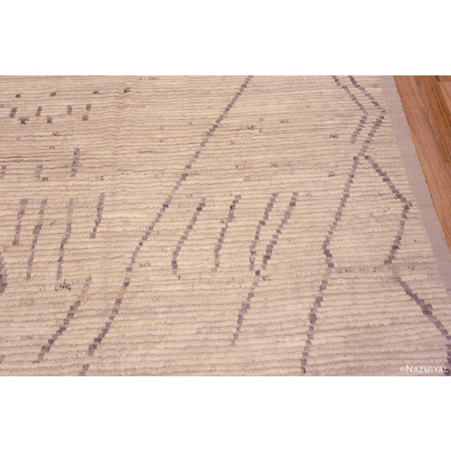 Tribal Nazmiyal Collection Minimalist Tribal Modern Moroccan Design Soft Light Color Area Rug For Sale - Image 3 of 8