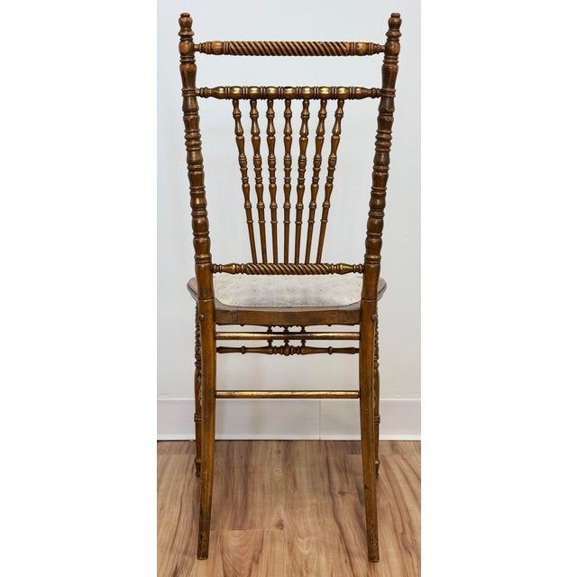 Vintage Gilded Turned Wood Spindle Back Chair For Sale In Kansas City - Image 6 of 8