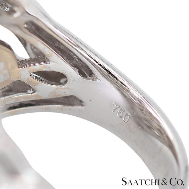 Metal 18k (750) Natural Diamond Cocktail Ring, Size 6.5 For Sale - Image 7 of 10