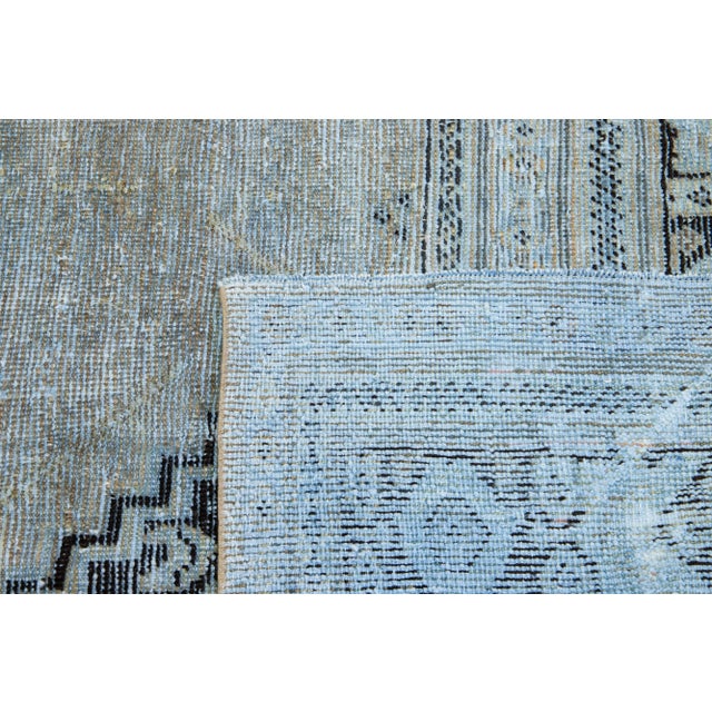 Textile Antique Mahal Distressed Wool Rug With Medallion Design in Blue For Sale - Image 7 of 9