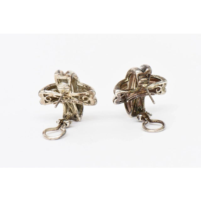 1990s Tiffany Sterling Silver Criss Cross Lever Back Earrings - 2 Pieces For Sale - Image 12 of 12