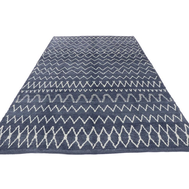 Moroccan Navy Blue Moroccan Area Rug - 06'02 X 09'06 For Sale - Image 3 of 9