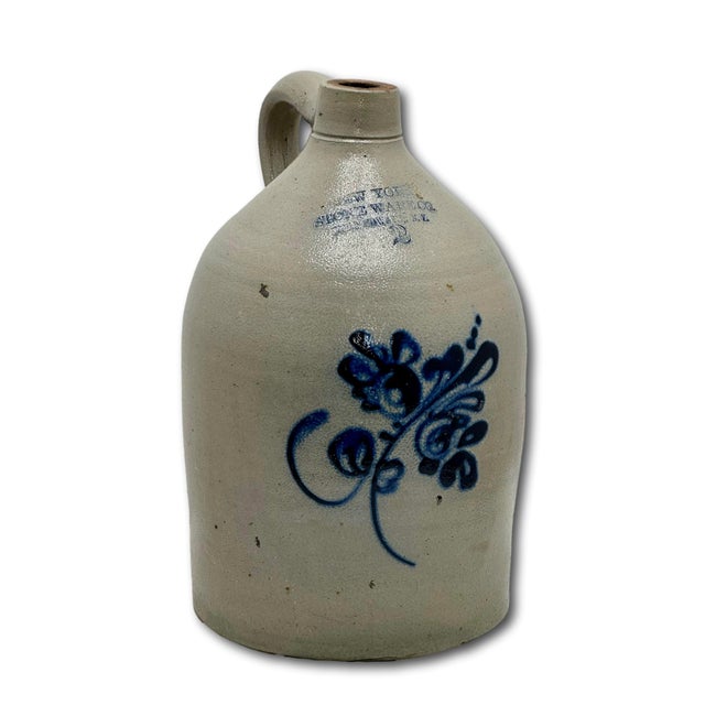 This really is a Great Looking - Outstanding Example an Authentic Antique American Primitive Stoneware Spirits Jug. Circa...