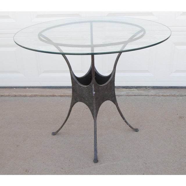 Brown Late 20th Century Glass Top Industrial French Style Garden Table For Sale - Image 8 of 13