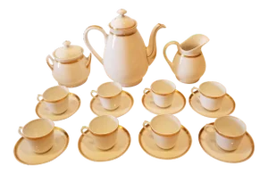 Late 19th Century Gold and White Porcelain Coffee Set