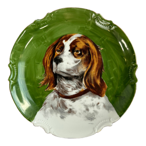 Antique 1910s Coronet Limoges Dog Portrait Plate Signed L Coudert