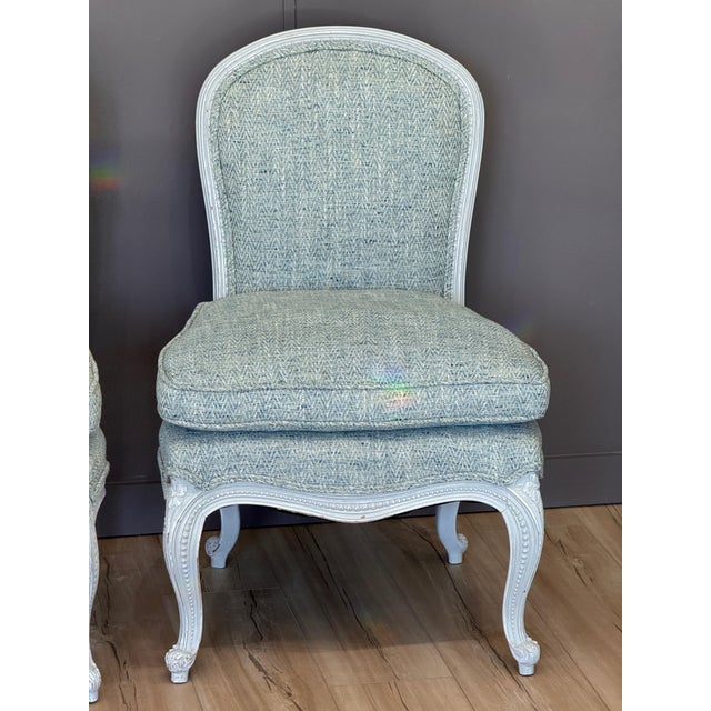 Wood Pair of Mid-20th Century Louis XVI Style Slipper Chairs For Sale - Image 7 of 10