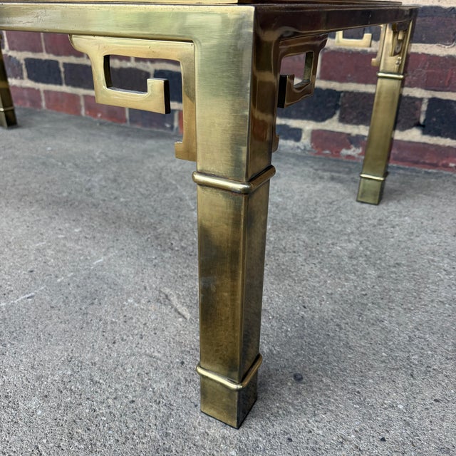 Mastercraft Greek Key Brass and Glass Coffee Table Rectangle For Sale In Cleveland - Image 6 of 7