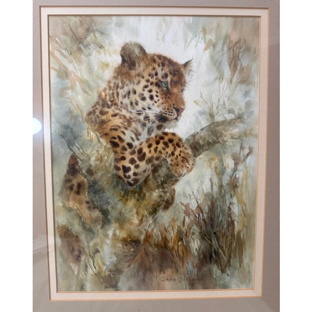 Realism Original Athena Gilliland Leopard Cub Cheetah Cat Realism Watercolor Painting For Sale - Image 3 of 13