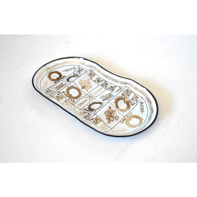 Mid-Century Neoclassical Briard-Style Partitioned Smoke Glass Tray For Sale - Image 4 of 8