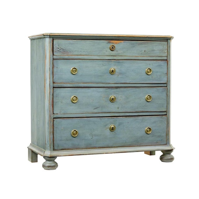 Teal Antique Gustavian Chest of Drawers, 1880 For Sale - Image 8 of 8