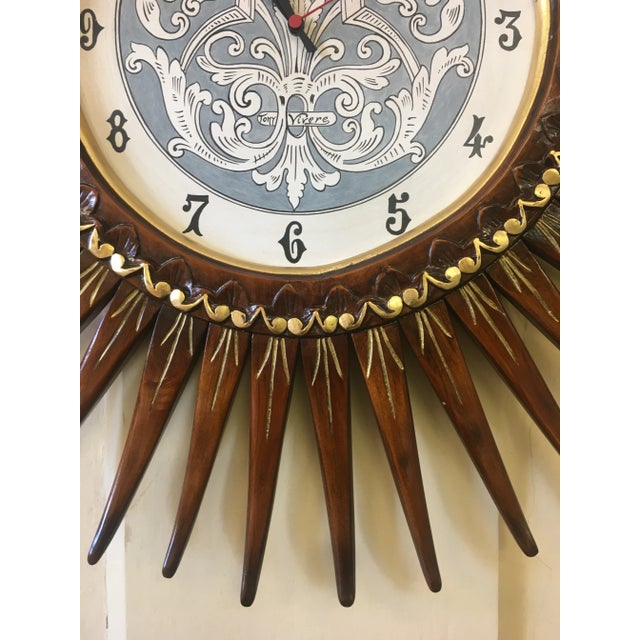 1980s 1980s Italian Wood Wall Swacth Clock Handcrafted From Tuscania For Sale - Image 5 of 11
