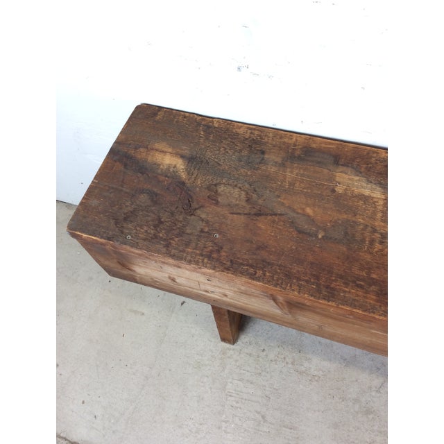1980s Antique Style Primitive Long Wooden Bench For Sale - Image 5 of 18