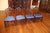 1990s Set of 8 Regency Style Solid Mahogany Fleur-De-Lis Blue Fabric Dining Chairs For Sale - Image 9 of 18