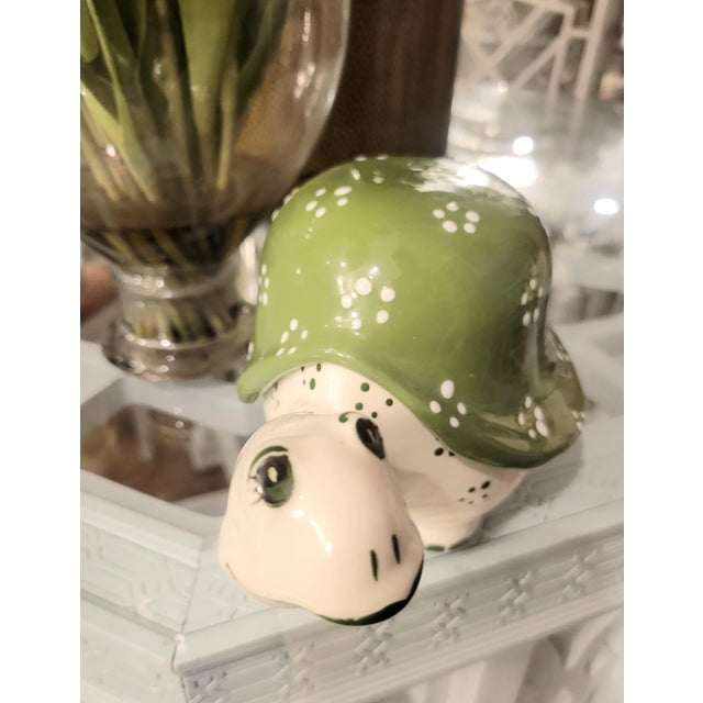 Vintage Ceramic Turtle Catchall Green White Decorative Room Accent For Sale In West Palm - Image 6 of 8