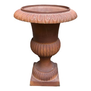 Antique Classical Cast Iron Garden Urn Planter For Sale