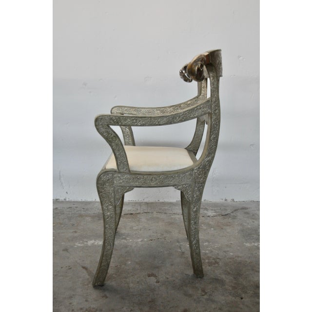 Metal Vintage Silver Foil Armchairs, Set of 3 For Sale - Image 7 of 13