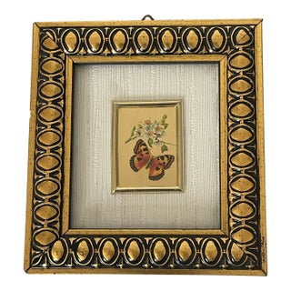 Italian Small Butterfly Chromolithograph on 23kt Gold Leaf For Sale