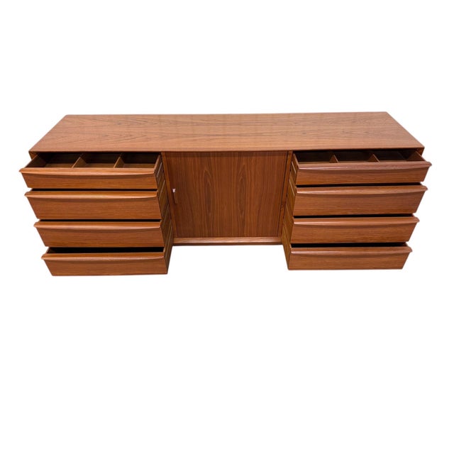 Wood Vintage Danish Modern Teak Triple Dresser - Refinished! For Sale - Image 7 of 11
