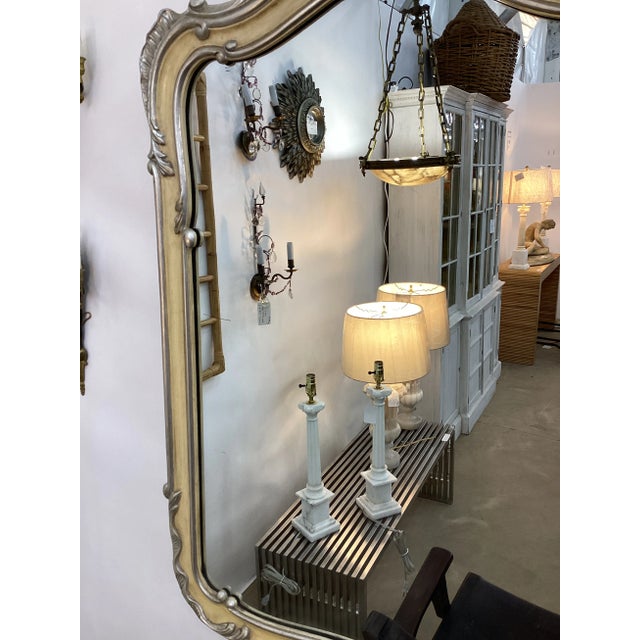 Vintage John Widdicomb French Style Silver Leaf and Painted Mirror For Sale In Raleigh - Image 6 of 6