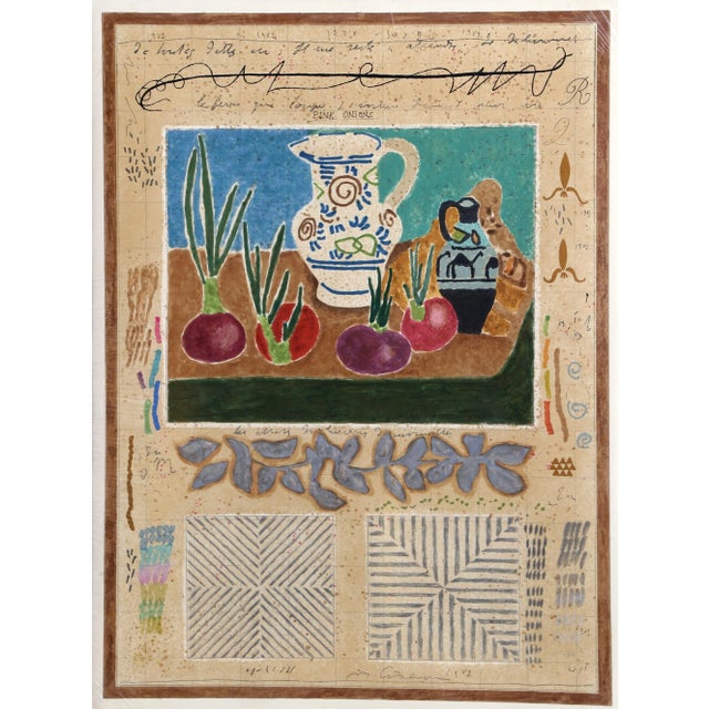 Folk Art Pink Onions, 1982 Mixed Media by Michael Eisemann For Sale - Image 3 of 3