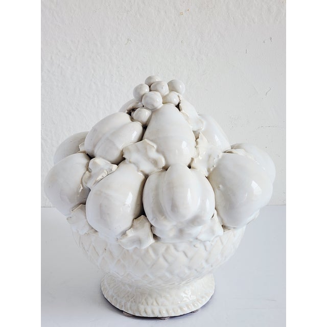 Vintage Italian Mid-Century largest fruit topiary ceramic center piece. A handcrafted center piece with an assortment of...