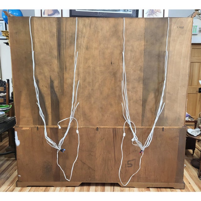Vintage American Mahogany & Bubble Glass Curio Vitrine Bookcase Breakfront For Sale - Image 17 of 18