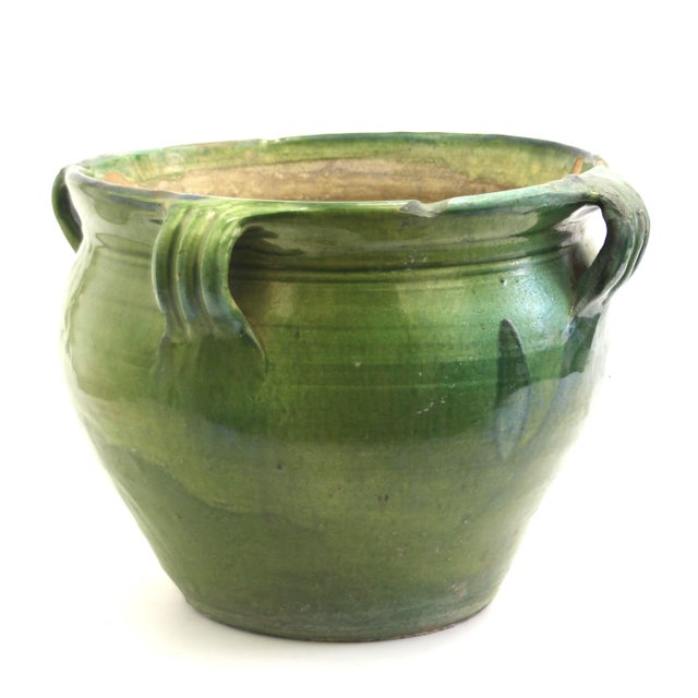 Antique Green Glazed Terracotta Anduze Planter, 1890s For Sale - Image 3 of 8
