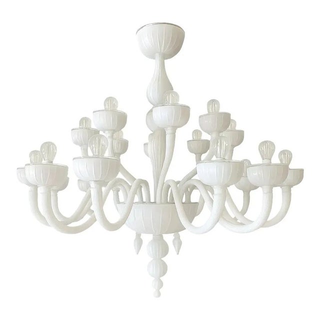 Italina White Murano Style Glass Chandelier by Simoeng For Sale - Image 7 of 7