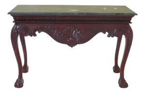 Marble Top Ball & Claw Mahogany Console Table