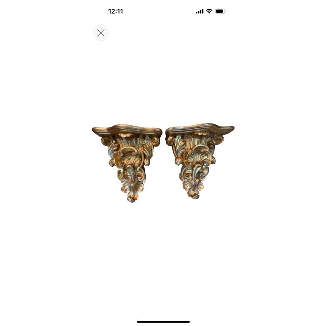 Pair of 19th Century Italian Giltwood Wall Brackets For Sale - Image 10 of 10