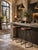 A pair of vintage bar stools pairing richly grained sculpted wood saddle seats with slender black iron rod frames. The...