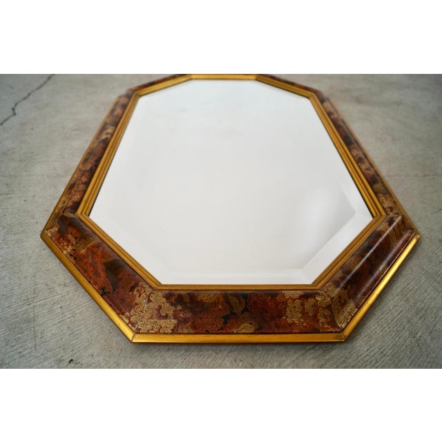 French Country 1970’s Hollywood Regency Ethan Allen Gilded Beveled Mirror For Sale - Image 3 of 12