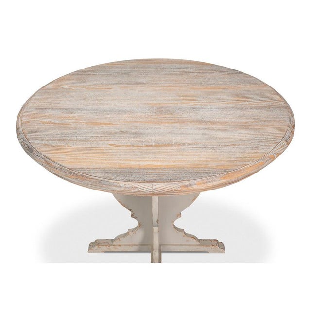 Antiqued Bistro Table with Scrolled Pedestal, 42 Inch For Sale - Image 9 of 12