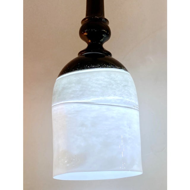 Contemporary Bespoke Italian Organic Black White Grey Murano Glass Pendant Light For Sale - Image 4 of 9