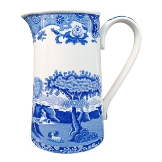 Vintage MCM Spode Blue Italian Pitcher For Sale