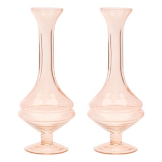 Pink Glass Stem Vase (Set of 2) For Sale