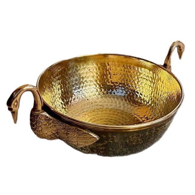 1970s Vintage Solid Brass Swan Bowl For Sale - Image 5 of 11