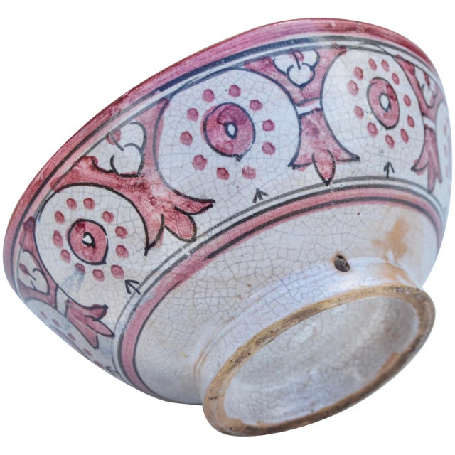 Late 19th Century Handmade Moroccan Ceramic Bowl With Moorish Motif For Sale - Image 9 of 10