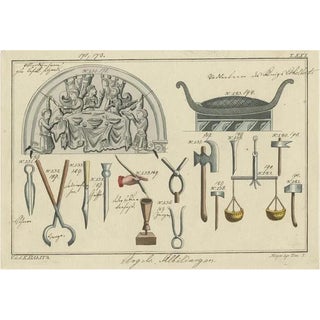 R. von Spalart, Writing and Carpenter Utensils and More, 1810, Print For Sale
