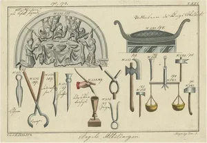 R. von Spalart, Writing and Carpenter Utensils and More, 1810, Print